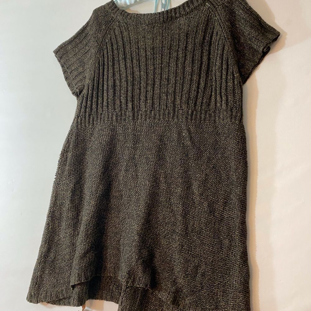 UNITED STATES SWEATERS Brown Cable Knit Sweater Vest Crew neck Cap sleeves L - Picture 6 of 13